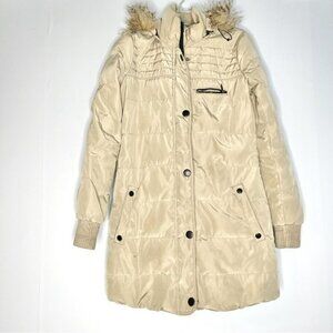 Mango Tan Puffer Faux Fur Winter Down Fill Jacket US XXS